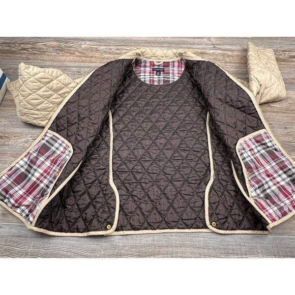 Lands End Jacket Women XL Coat Diamond Quilted Beige Lightweight Classic Casual - Picture 10 of 16